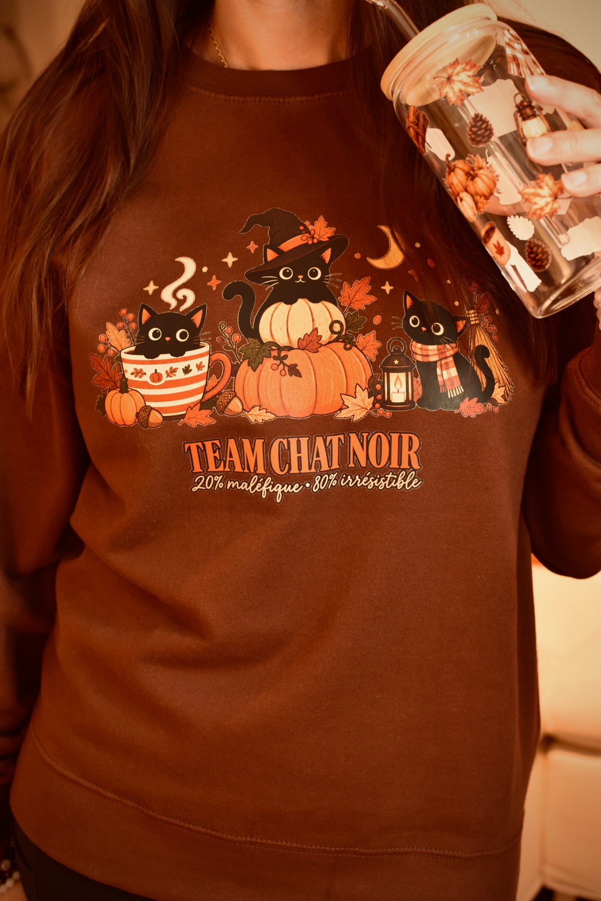 Sweat Team Chat noir - Chocolat 🤎
