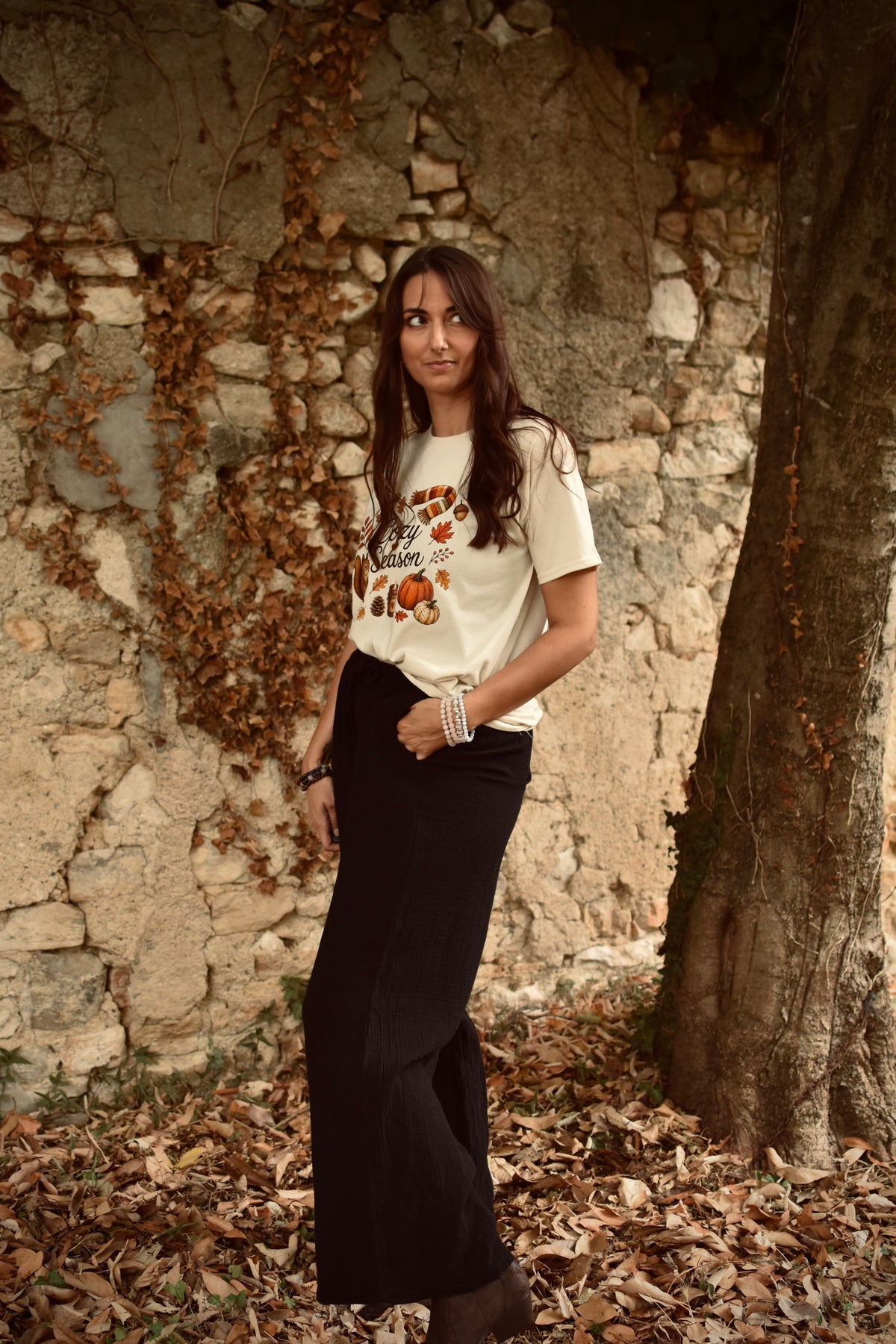 Pantalon large en gaze de coton noir – Best-seller