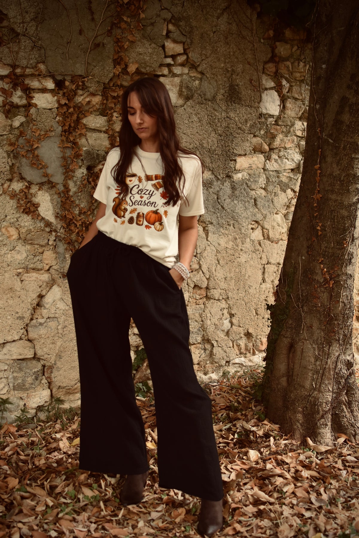 Pantalon large en gaze de coton noir – Best-seller