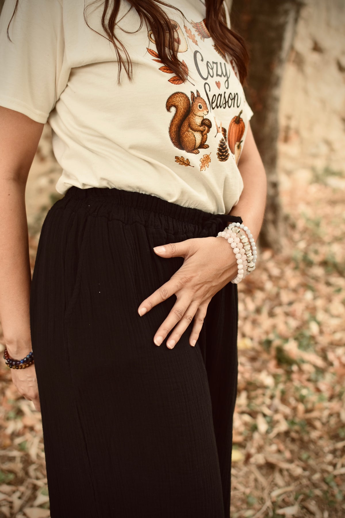 Pantalon large en gaze de coton noir – Best-seller
