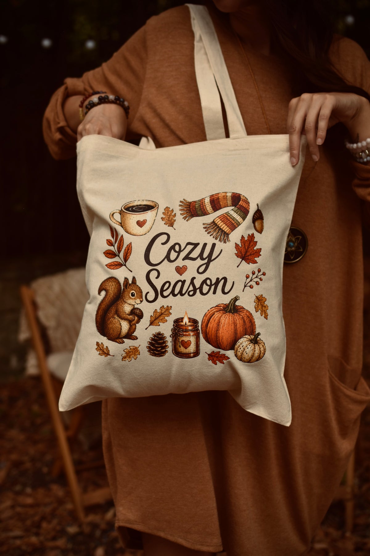 Totebag Cozy Season écureuil 🐿️ – Création originale Ornella Home & Cosy