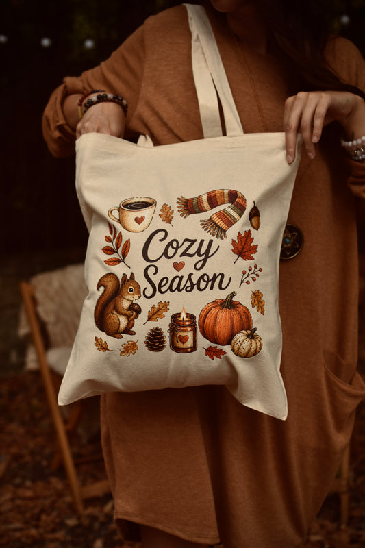 Totebag Cozy Season écureuil 🐿️ – Création originale Ornella Home & Cosy
