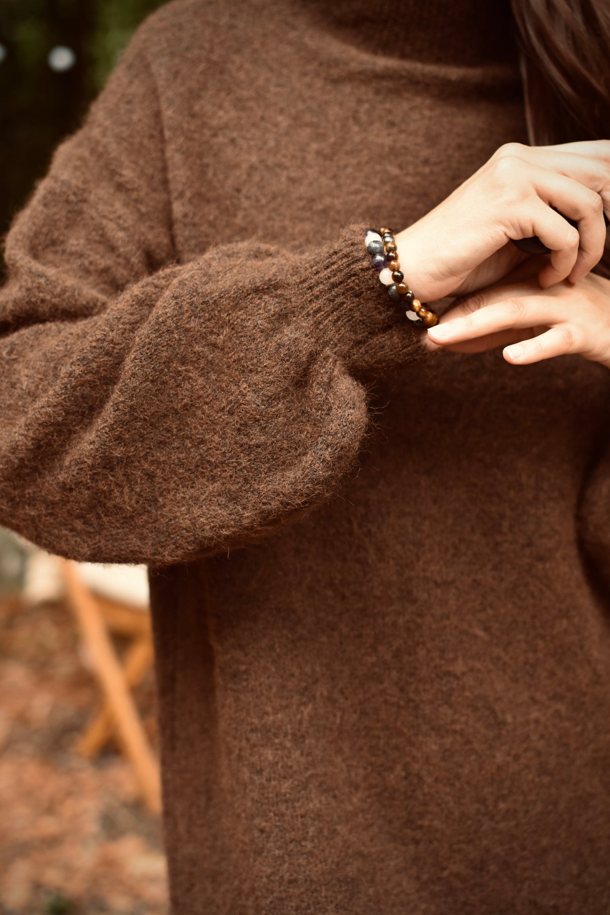 Robe pull chocolat en laine & alpaga