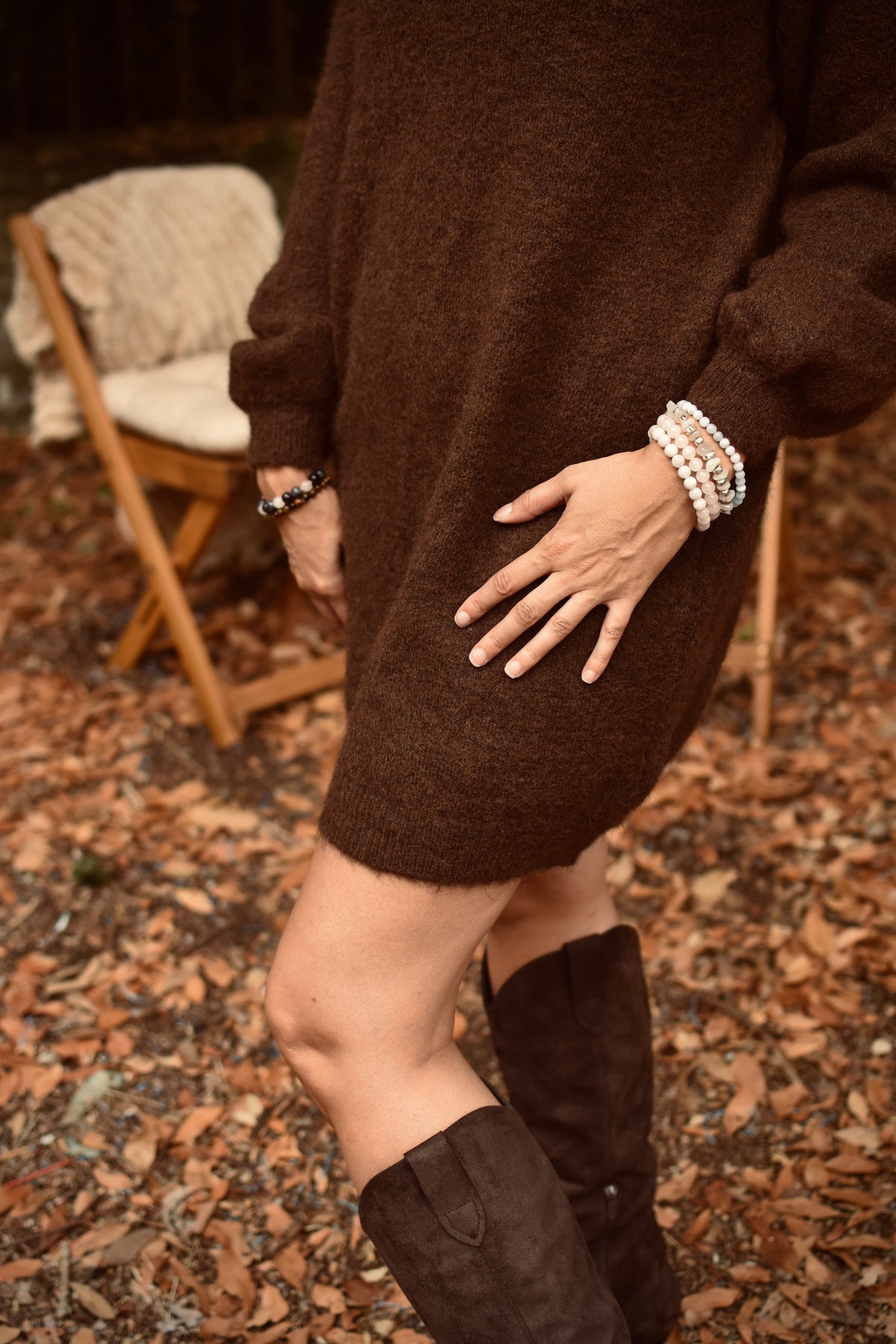Robe pull chocolat en laine & alpaga