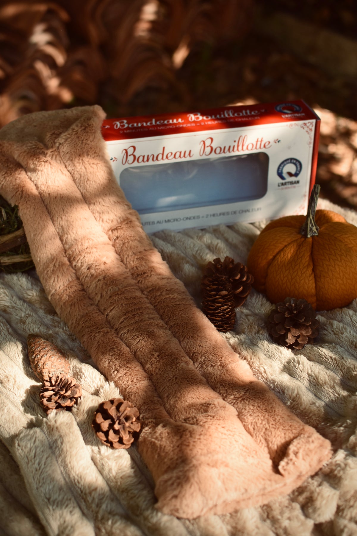 Bandeau bouillotte camel au blé & lavande – Fabriquée en France 🇫🇷