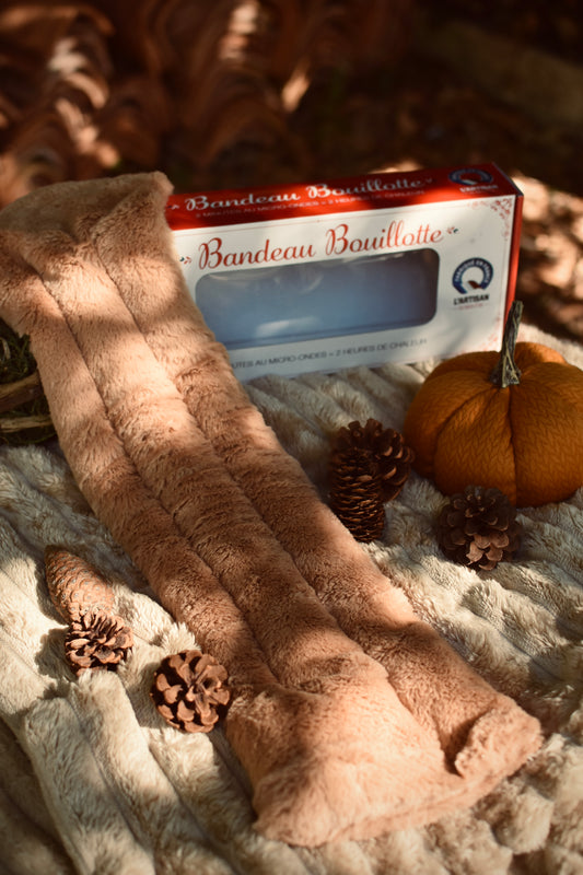 Bandeau bouillotte camel au blé & lavande – Fabriquée en France 🇫🇷
