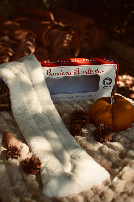 Bandeau bouillotte beige au blé & lavande – Fabriquée en France 🇫🇷