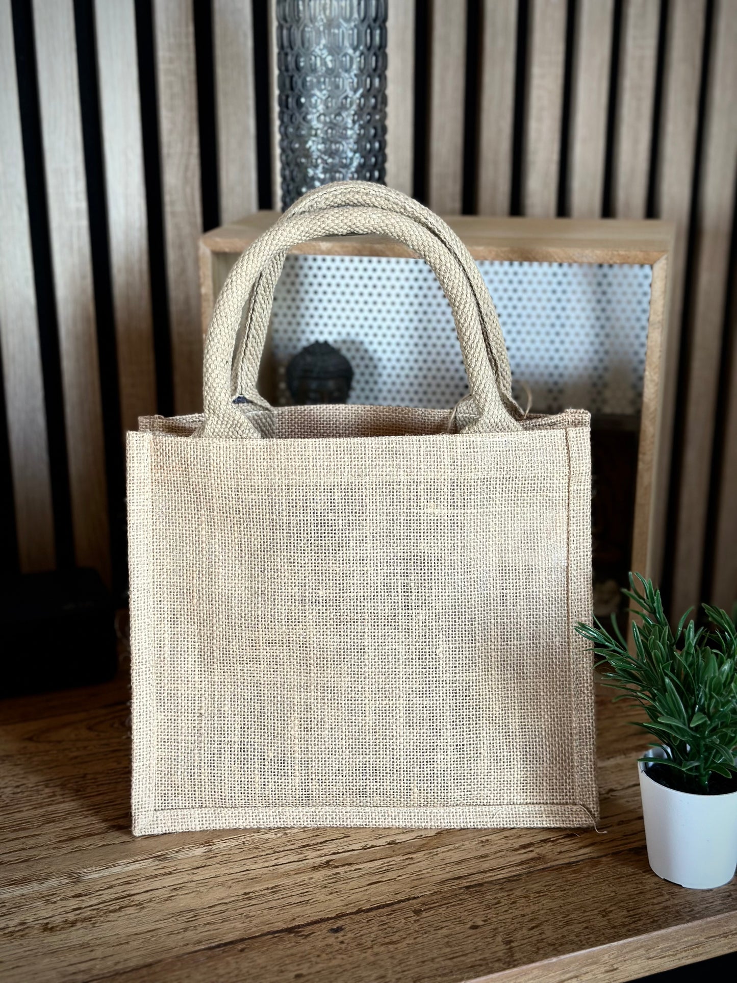 Sac Mini en jute anses beiges personnalisable