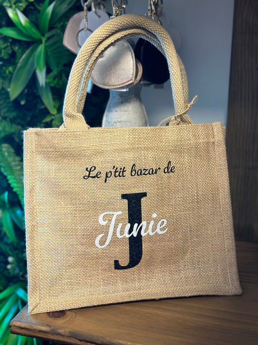 Sac Mini en jute anses beiges personnalisable