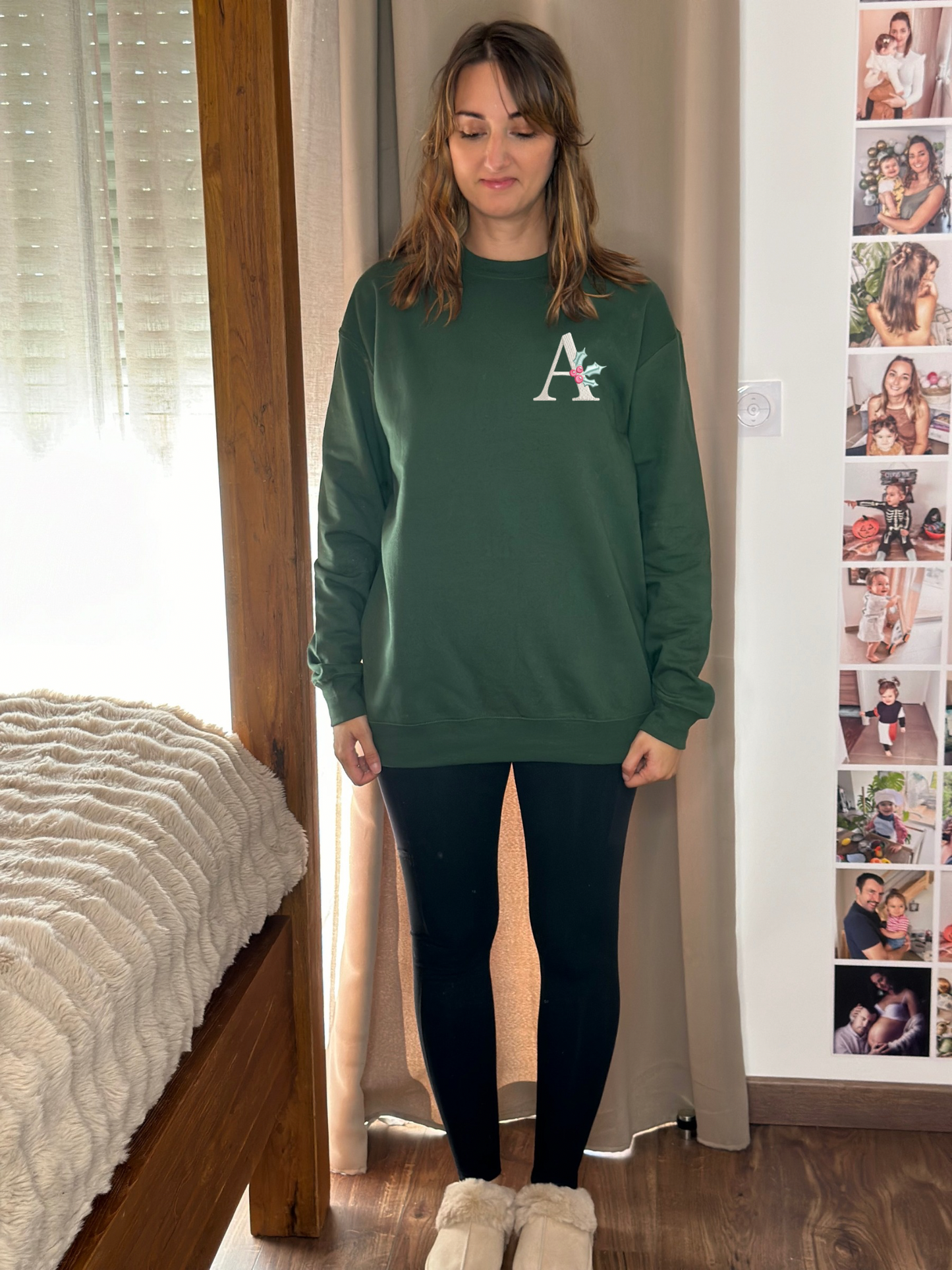 Sweat brodé oversize unisexe personnalisable / Vert